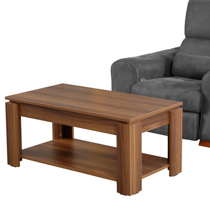 Hanah Home Mesa de Centro Nogal 104x47x56cm Tablero Partículas Recubierto Melamina